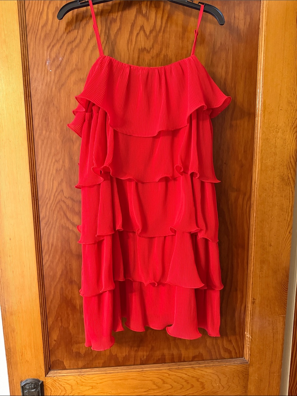 Red Layered Ruffle Women's dress - Picture 1 of 2